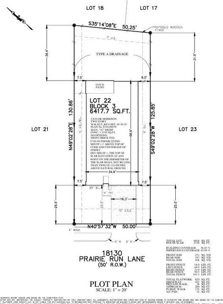 18130 Prairie Run Lane Preliminary Plot Plan