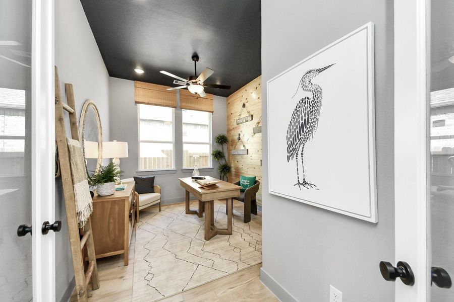 Furnished interior view inside a new home in Meridiana Courtyard Collection, Manvel (Image 16). Furnished interior view inside a new home in Meridiana Courtyard Collection, Manvel (Image 16).