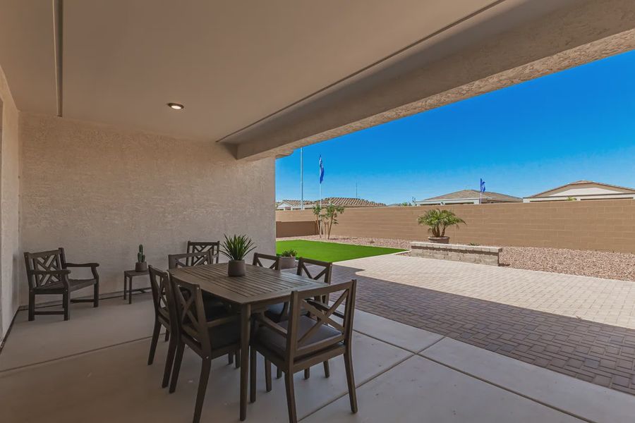 Representative exterior details of a home built from the 2257 by Elliott Homes in Acacia at Santana, Yuma (Image 3).