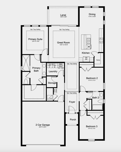 2D floor plan layout for the Sereno by Taylor Morrison in Esplanade at Coasterra, Palmetto, FL (Image 3).