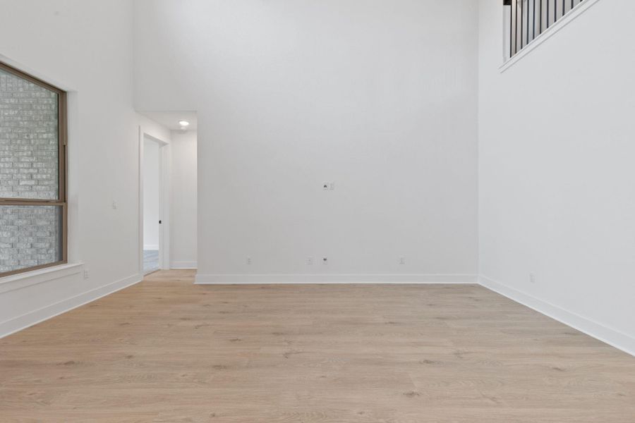 Family Room with soaring ceiling