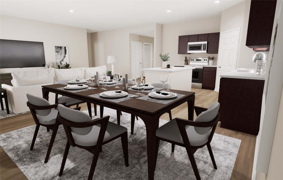 Dining space featuring recessed lighting and light wood finished floors Dining space featuring recessed lighting and light wood finished floors