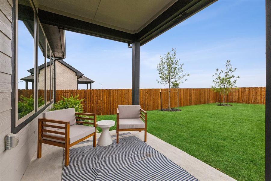Covered Patio in the Stanley II home plan by Trophy Signature Homes – REPRESENTATIVE PHOTO Covered Patio in the Stanley II home plan by Trophy Signature Homes – REPRESENTATIVE PHOTO