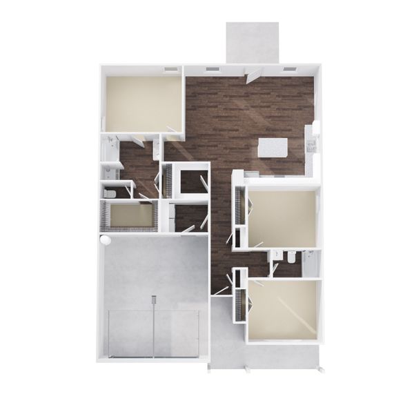 2D floor plan layout for the Carter by Foundation Home Builders LLC in Pallini Place, Ossipee, NC (Image 2).