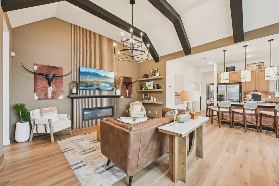 Representative furnished interior of a home built from the Tanlay by Chesmar Homes in The Woodland Hills Chateau, Willis (Image 3).