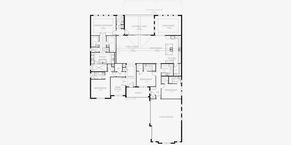 2D floor plan layout for the 3368F by Perry Homes in Star Farms At Lakewood Ranch 90', Lakewood Ranch, FL (Image 3). 2D floor plan layout for the 3368F by Perry Homes in Star Farms At Lakewood Ranch 90', Lakewood Ranch, FL (Image 3).