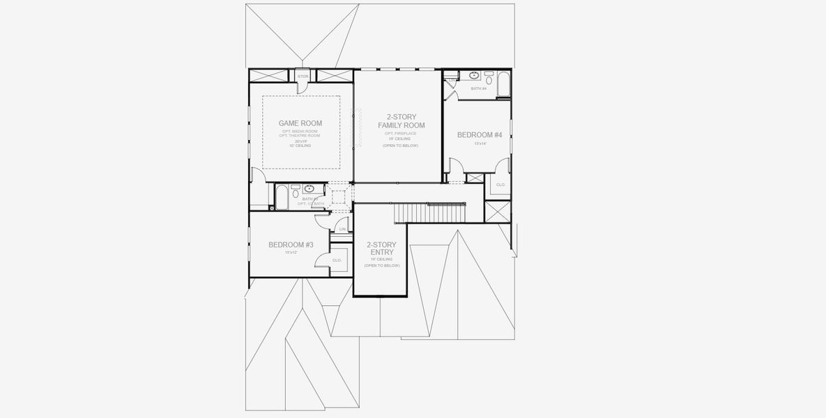 2D floor plan layout for the 3719W by Perry Homes in Lakes of Cane Island, Katy, TX (Image 3).