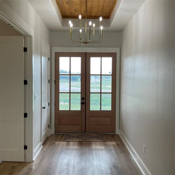 Solid wood double door entry