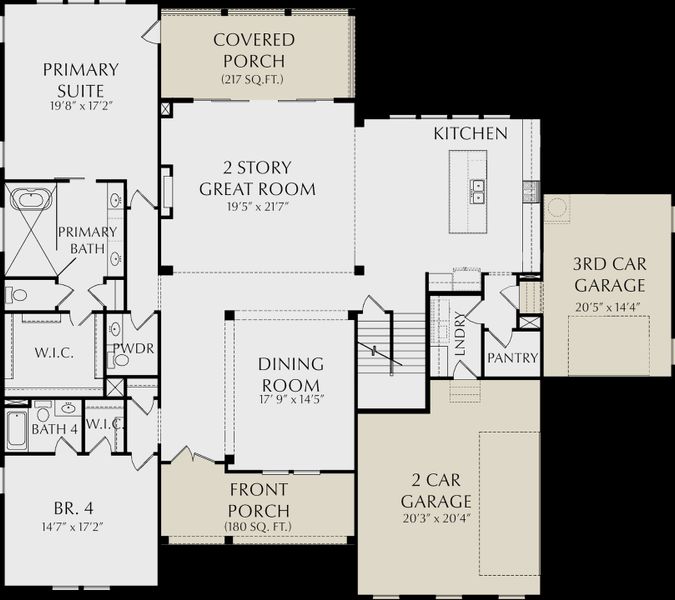 2D floor plan layout for the Brayden by KM Homes in Glory Meadows, Gainesville, GA (Image 3). 2D floor plan layout for the Brayden by KM Homes in Glory Meadows, Gainesville, GA (Image 3).