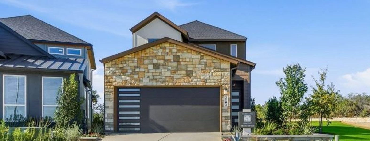 Representative exterior photo of a completed home built from the Pegasus – HD by Chesmar Homes in Prominence, San Antonio, TX (Image 7).