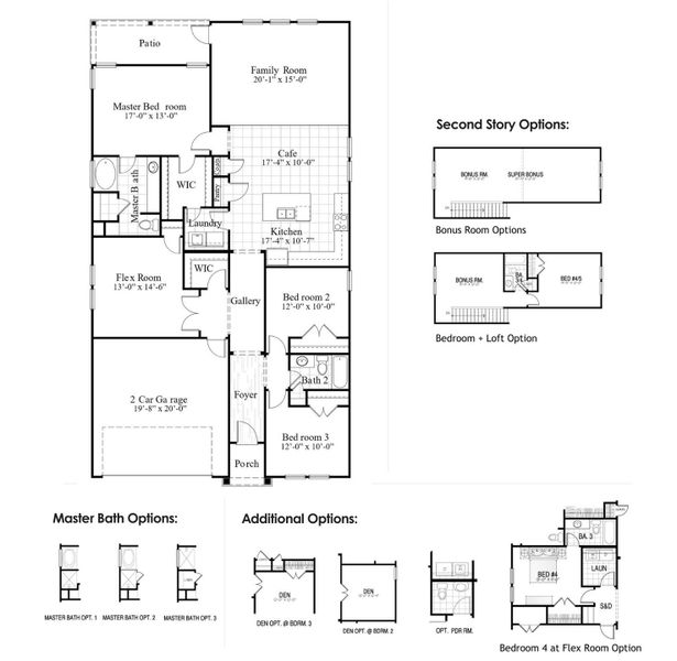 2D floor plan layout of this home in Huckleberry Estates, Conway, SC (Image 4).