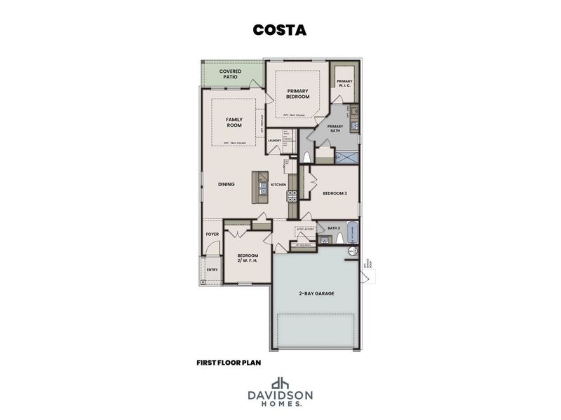 2D floor plan layout for the The Costa A with 3-Car Garage by Davidson Homes LLC in River Ranch Meadows, Dayton, TX (Image 4).