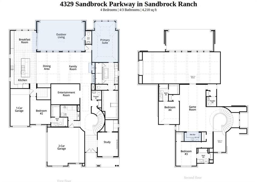 2D floor plan layout of this home in Sandbrock Ranch, Aubrey, TX (Image 4). 2D floor plan layout of this home in Sandbrock Ranch, Aubrey, TX (Image 4).