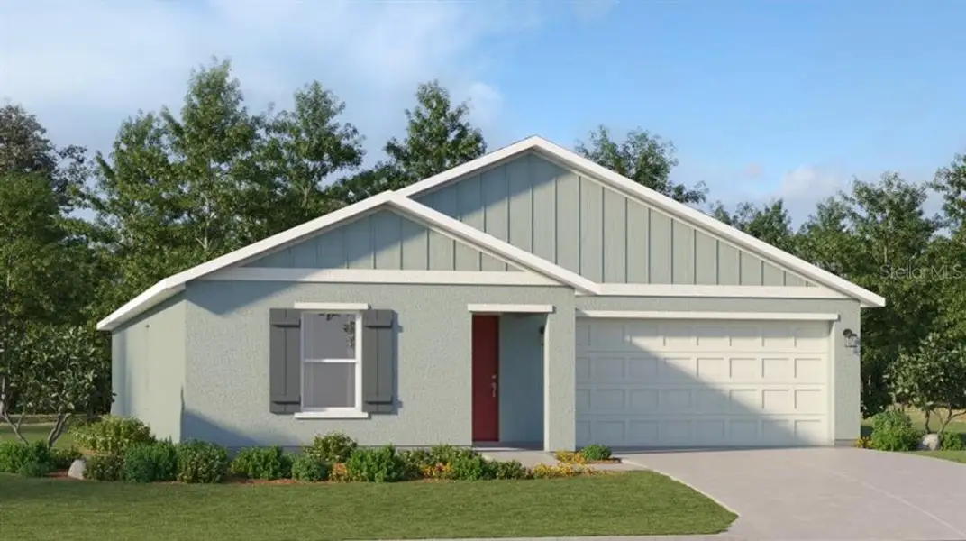 Front exterior of a new home in Ranches at Lake Mcleod, Eagle Lake, FL, highlighting curb appeal (Image 1). Front exterior of a new home in Ranches at Lake Mcleod, Eagle Lake, FL, highlighting curb appeal (Image 1).