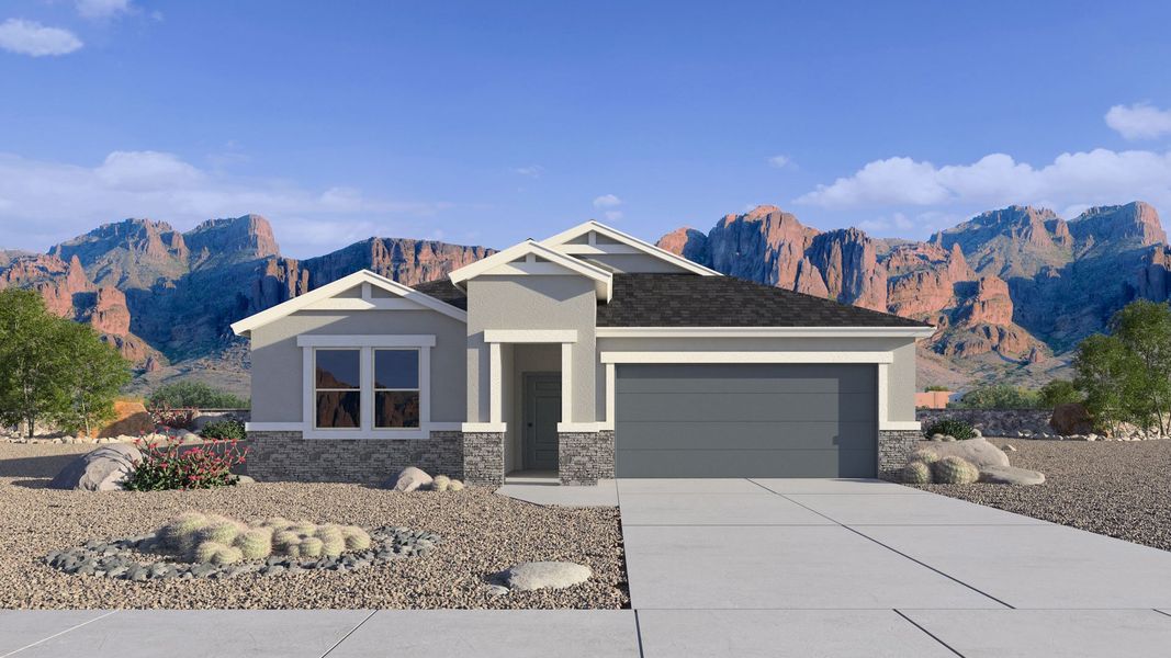 Representative exterior photo of a completed home built from the Saguaro by D.R. Horton in Quail Ranch, San Tan Valley, AZ (Image 19). Representative exterior photo of a completed home built from the Saguaro by D.R. Horton in Quail Ranch, San Tan Valley, AZ (Image 19).