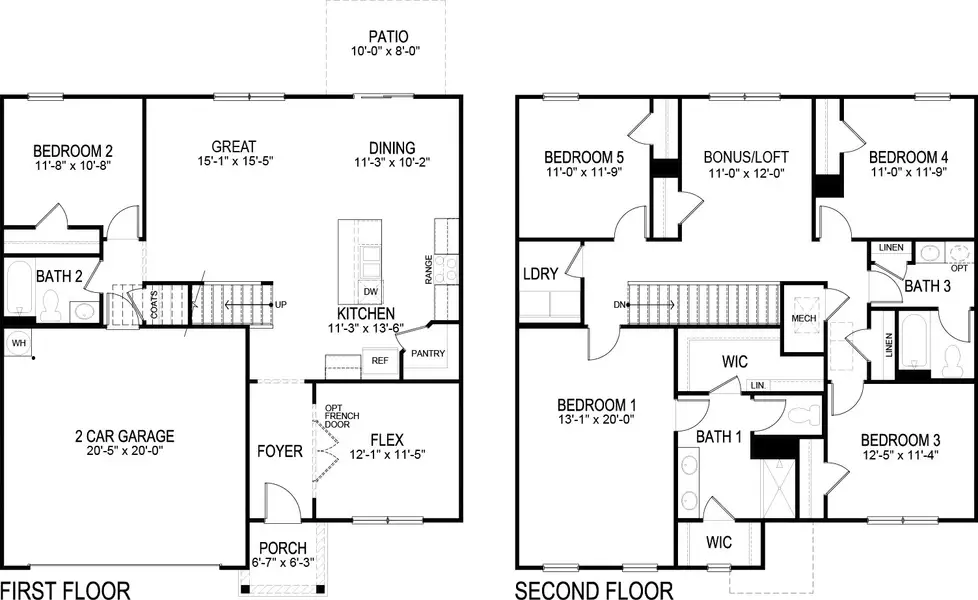 2D floor plan layout for the Hayden by D.R. Horton in Isabel Estates, Knoxville, TN (Image 3).
