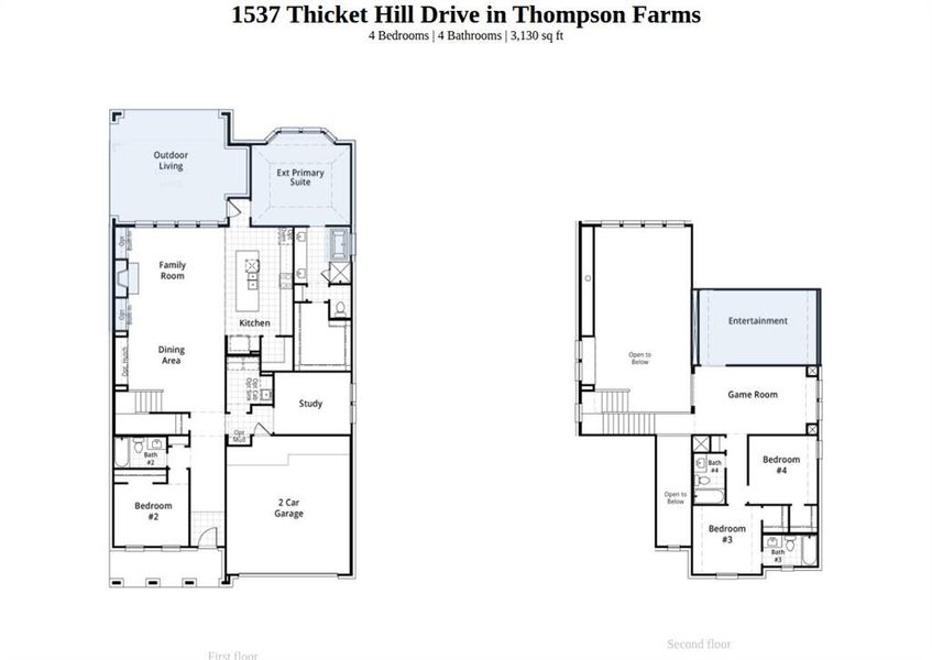 2D floor plan layout of this home in Thompson Farms, Van Alstyne, TX (Image 3). 2D floor plan layout of this home in Thompson Farms, Van Alstyne, TX (Image 3).