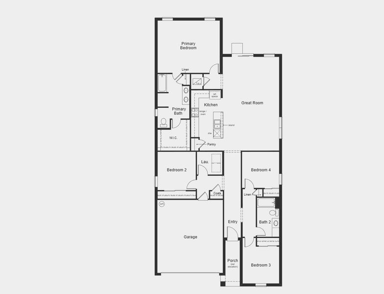 2D floor plan layout for the Plan 1921 by KB Home in The Shores II, St. Cloud, FL (Image 3).