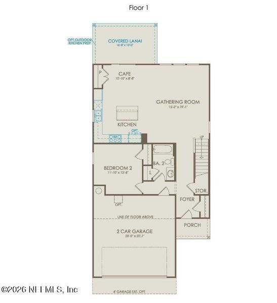 2D floor plan layout of this home in The Preserve at Bannon Lakes, St. Augustine, FL (Image 3).