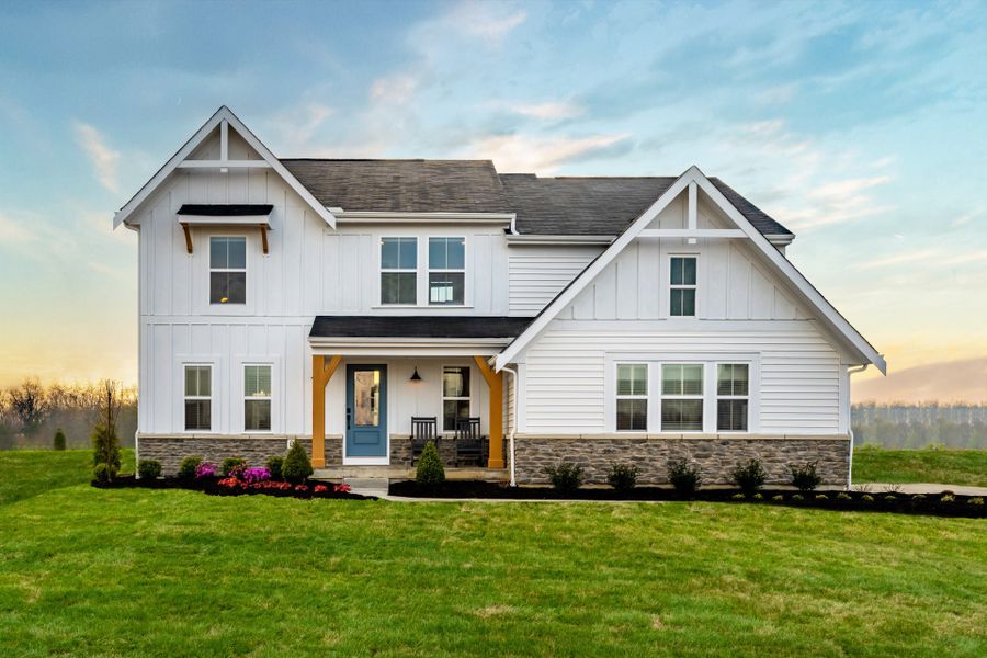 Representative exterior photo of a completed home built from the Avery by Fischer Homes in Twin Lakes, Hoschton, GA (Image 26).