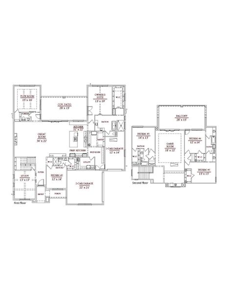 2D floor plan layout of this home in The Resort on Eagle Mt. Lake, Fort Worth, TX (Image 5).