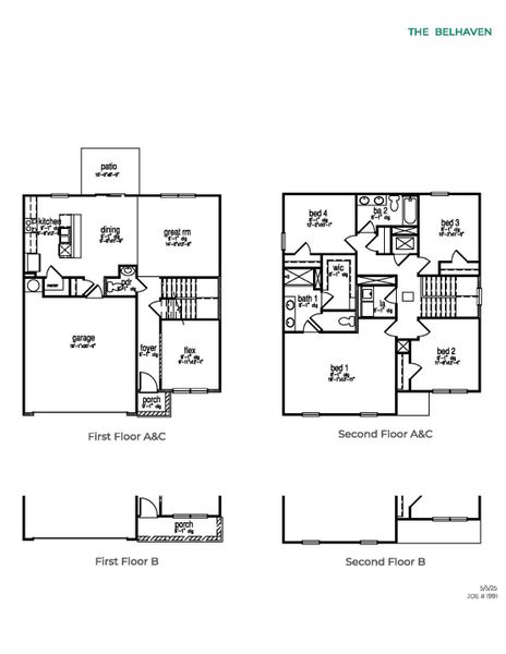 2D floor plan layout for the Belhaven by D.R. Horton in Altama, Brunswick, GA (Image 3). 2D floor plan layout for the Belhaven by D.R. Horton in Altama, Brunswick, GA (Image 3).