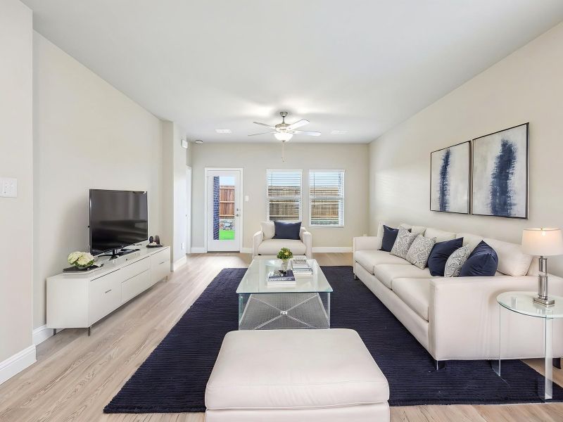 Furnished interior view inside a new home in Parks at Foster Crossing - Spring Series, Anna (Image 4). Furnished interior view inside a new home in Parks at Foster Crossing - Spring Series, Anna (Image 4).