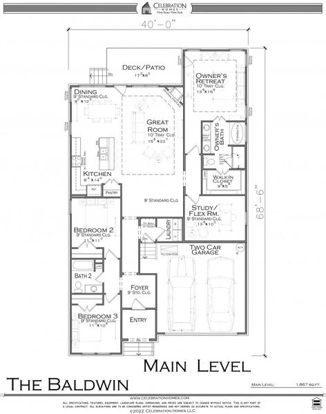 2D floor plan layout for the Baldwin by Celebration Homes in Sycamore Grove, Murfreesboro, TN (Image 6).