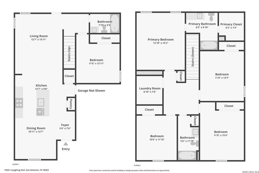 2D floor plan layout of this home in Redbird Ranch, San Antonio, TX (Image 6).