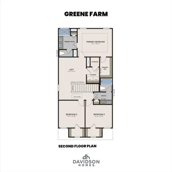 2D floor plan layout of this home in Greene Farm, Cartersville, GA (Image 3).