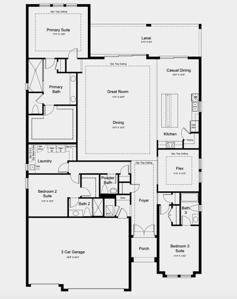 2D floor plan layout for the Pallazio II by Taylor Morrison in Esplanade at Coasterra, Palmetto, FL (Image 4).