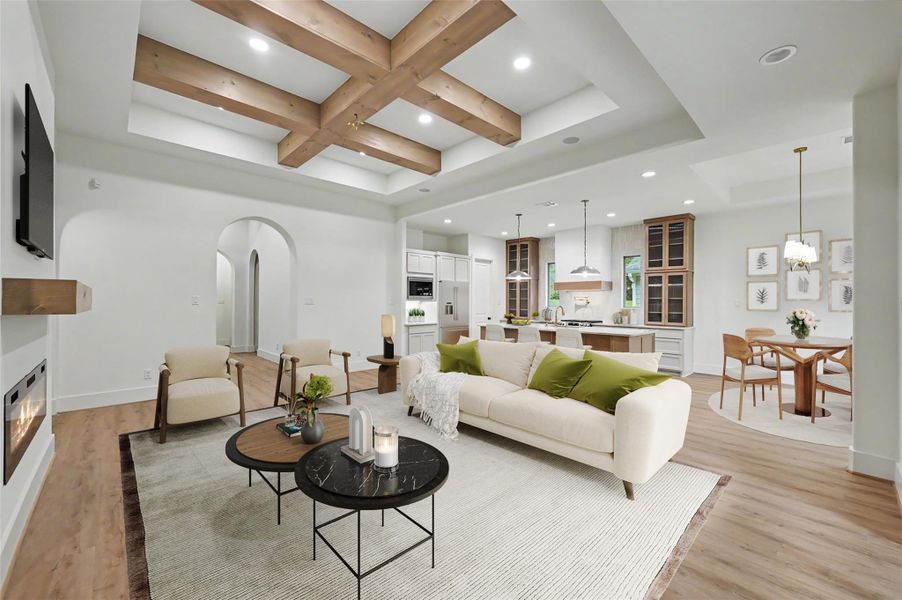 Kitchen > dining > living.. functional & beautiful! *Virtually staged