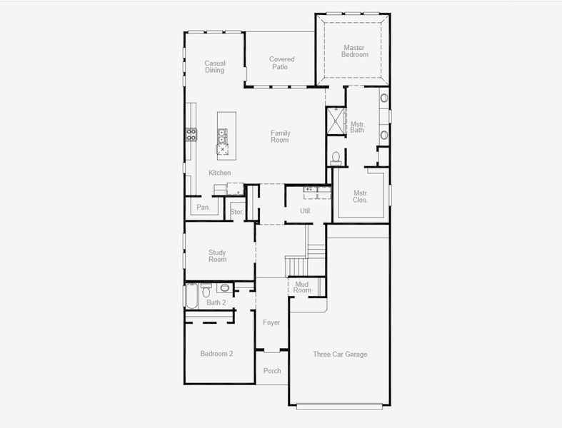 2D floor plan layout of this home in Parmer Ranch, Georgetown, TX (Image 2).