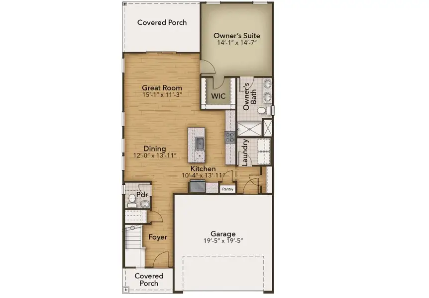 2D floor plan layout for the The Hibiscus by Chesapeake Homes in Coastal Club of the Carolinas, Calabash, NC (Image 3).