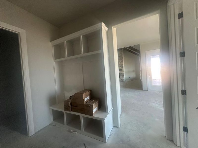 Mud bench off garage entrance