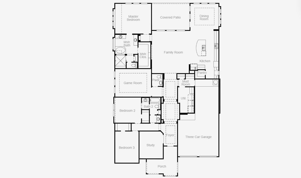 2D floor plan layout for the Double Oak II by Coventry Homes in South Pointe 65', Mansfield, TX (Image 3).