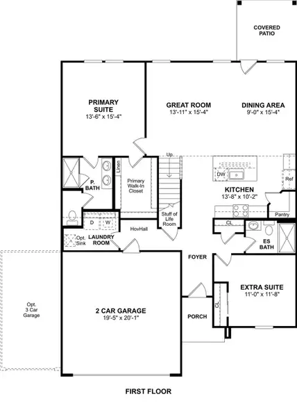 The Sweet Pea floor plan by K. Hovnanian Homes. 1st Floor shown. *Prices, plans, dimensions, features, specifications, materials, and availability of homes or communities are subject to change without notice or obligation.