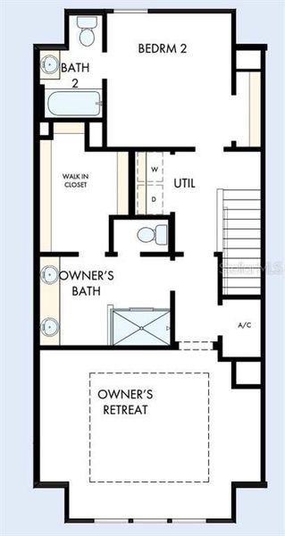 2D floor plan layout of this home in Apex at Seminole Heights, Tampa, FL (Image 6). 2D floor plan layout of this home in Apex at Seminole Heights, Tampa, FL (Image 6).