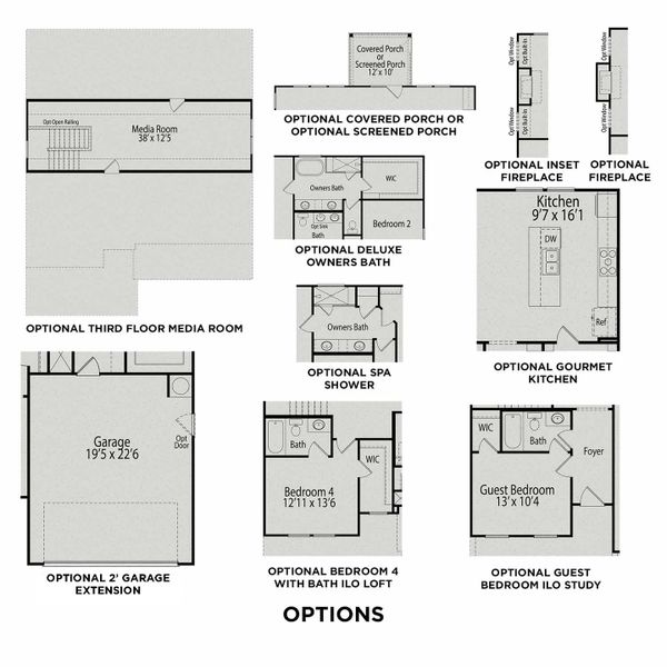 2D floor plan layout for the The Chestnut by Davidson Homes LLC in Retreat at North Main, Lillington, NC (Image 6).