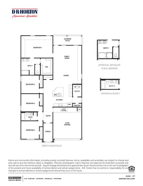 2D floor plan layout for the Kingston by D.R. Horton in Holly Trails, Sour Lake, TX (Image 3).