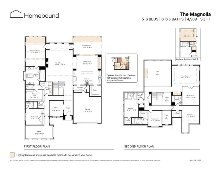 2D floor plan layout for the The Magnolia by Homebound in Mosaic, Prosper, TX (Image 3).