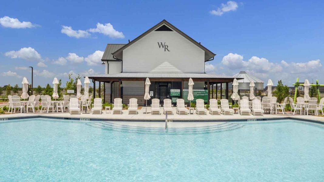 Community clubhouse with bathrooms and access to the pool
