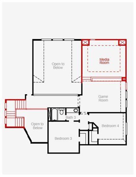 2D floor plan layout of this home in The Highlands, Porter, TX (Image 3).