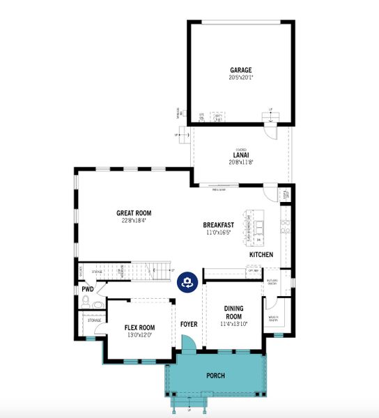 2D floor plan layout for the Marco by Mattamy Homes in Celebration - Island Village, Celebration, FL (Image 3).