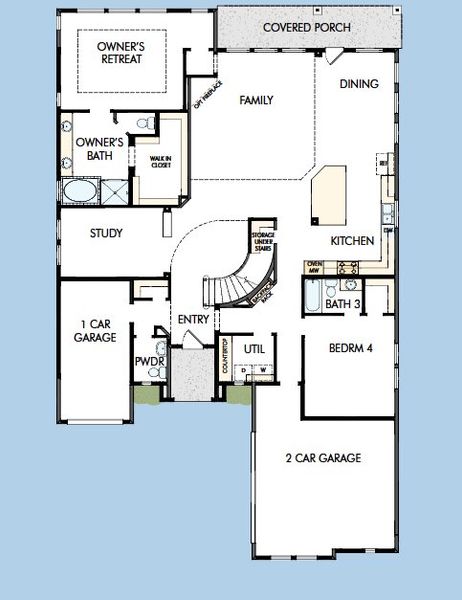 2D floor plan layout for the The Starfire by David Weekley Homes in Northshore at Lakewood Village - Classic Series, Lakewood Village, TX (Image 4). 2D floor plan layout for the The Starfire by David Weekley Homes in Northshore at Lakewood Village - Classic Series, Lakewood Village, TX (Image 4).