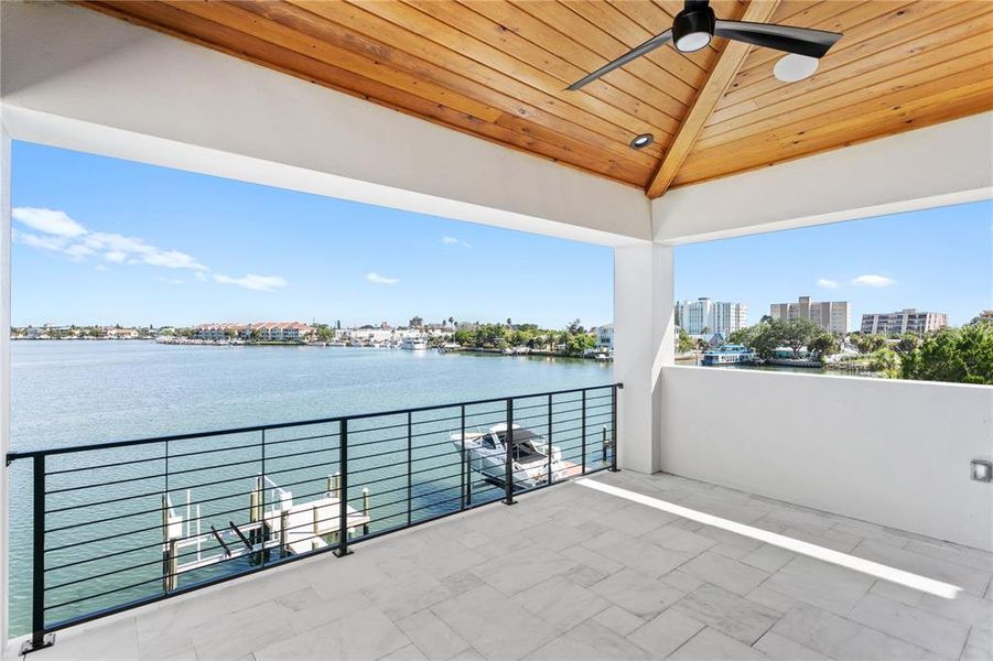 3rd floor covered balcony with water views