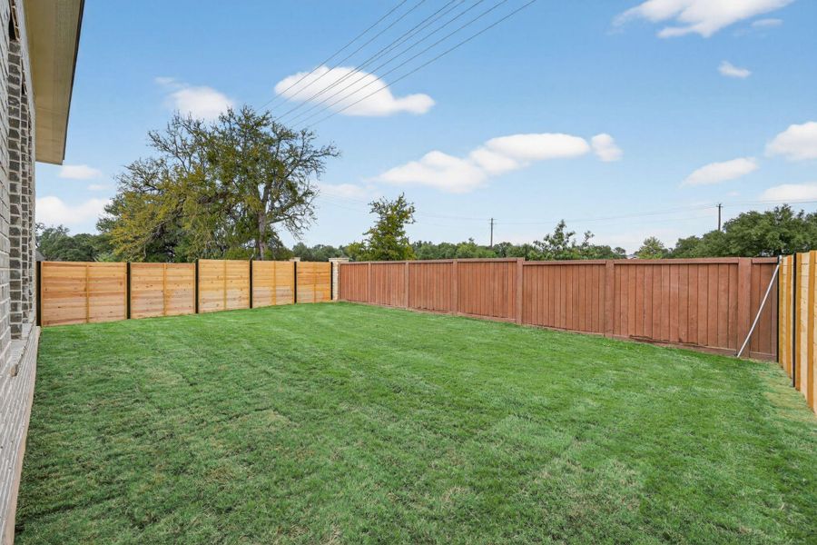 View of fenced backyard