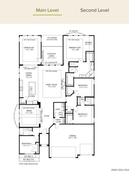 2D floor plan layout of this home in Ventana - 60', Bulverde, TX (Image 3).
