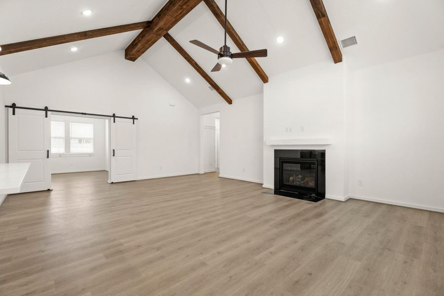 Cozy fireplace in the great room