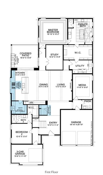 2D floor plan layout for the Toscana by Landon Homes in Fields - Brookside North, Frisco, TX (Image 6).